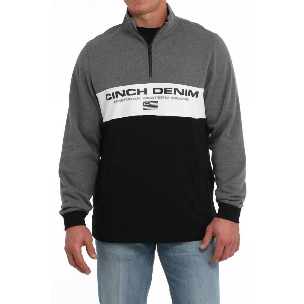 NEW CINCH colorblock quarter-zip pullover sweater in multi